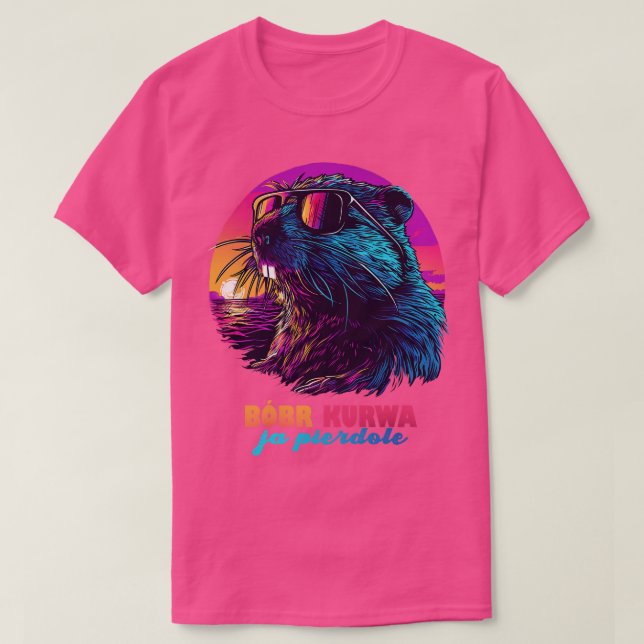 Camiseta Meme polaco Bbr Bober Kurwa Ja Pierdole Synthwave (Diseño del anverso)
