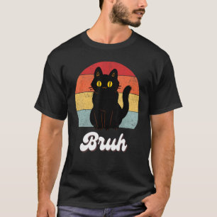 Camiseta Meme que dice Bruh con Hermano Gato Vintage Hombre