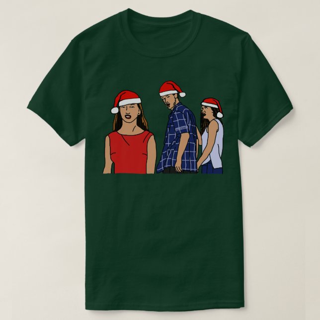Camiseta Meme Santa Hat, amigo-boyfriend distraído (Diseño del anverso)