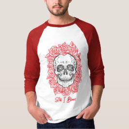 Camiseta ¡Memento Mori! Calavera y Rosas, mano dibujada