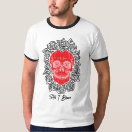 Camiseta ¡Memento Mori! Calavera y Rosas, mano dibujada