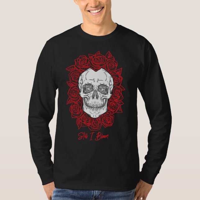 Camiseta ¡Memento Mori! Calavera y Rosas, mano dibujada (Anverso)
