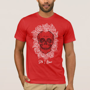 Camiseta ¡Memento Mori! Calavera y Rosas, mano dibujada