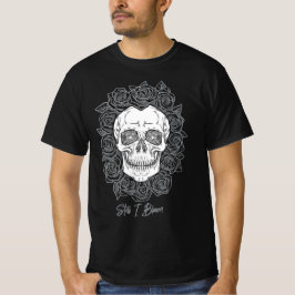 Camiseta ¡Memento Mori! Calavera y Rosas, mano dibujada