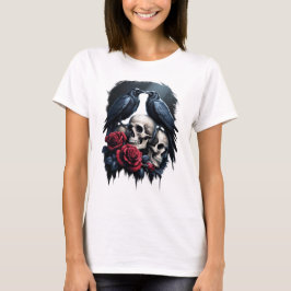 Camiseta Memento Mori: Composición floral oscura con Raven