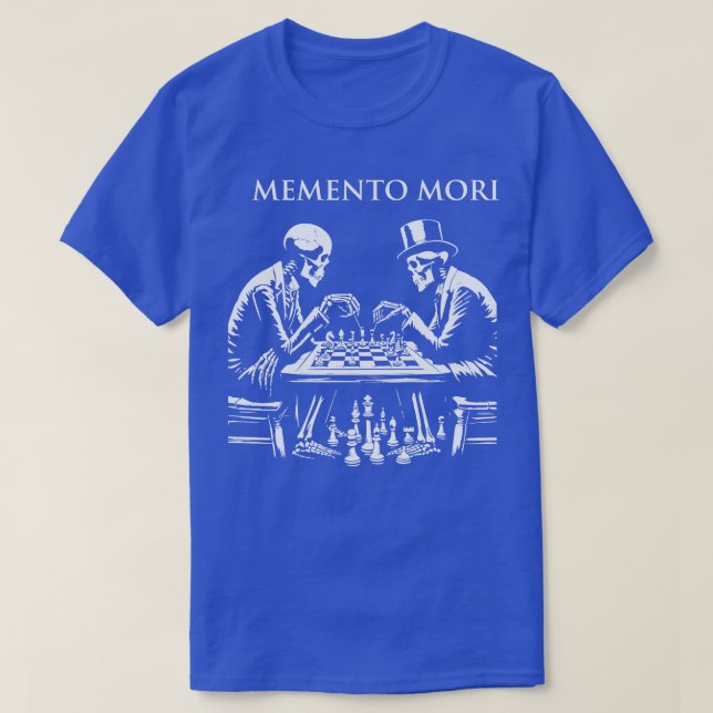 Camiseta Memento Mori esqueletos juegan al ajedrez (Diseño del anverso)
