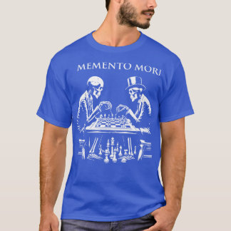 Camiseta Memento Mori esqueletos juegan al ajedrez