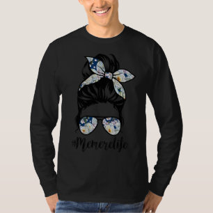 Camiseta Memere Life Messy Hair Bun Floral Mujeres D de Mad