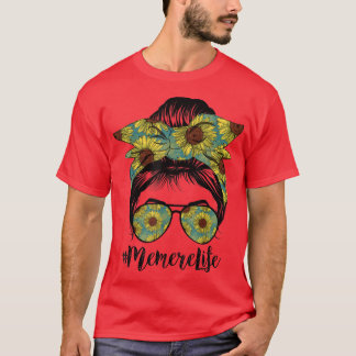 Camiseta Memere Life Messy Hair Bun Sunflower Madres