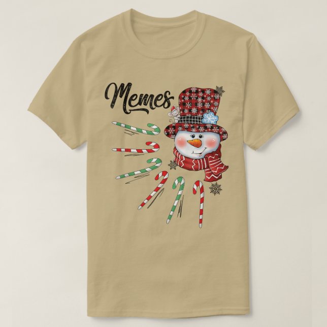 Camiseta Memes de Snowman Navidades de candy caña roja (Diseño del anverso)