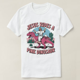 Camiseta Memes Divertidos de Jesús, Jesús Monta un Dinosaur