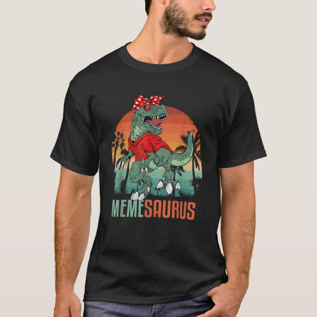 Camiseta Memesaurus T Rex Meme Saurus Dinosaurio con Gafas  (Anverso)