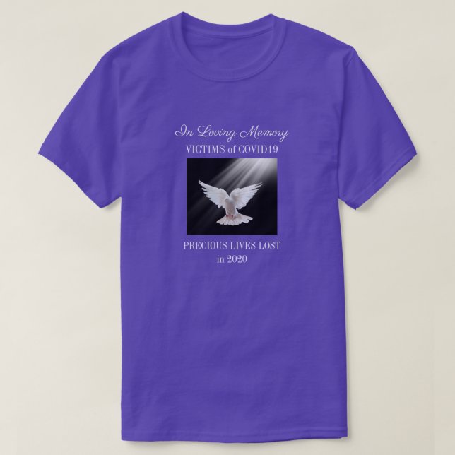 Camiseta Memoria amorosa, COVID, púrpura (Diseño del anverso)