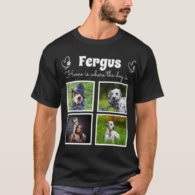 Camiseta Memoria fotográfica familiar de 4 fotos de perro (Anverso)