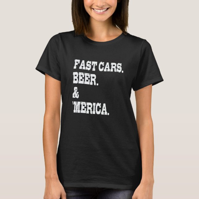 Camiseta Memorial Day FAST CARS BEER AMERICA (Anverso)