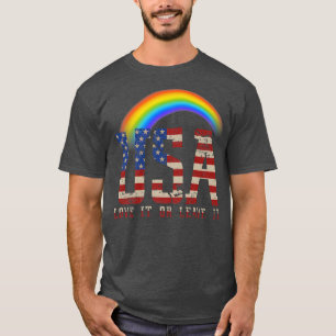 Camiseta Memorial Day Rainbow American Flag LGBTQ Love It O
