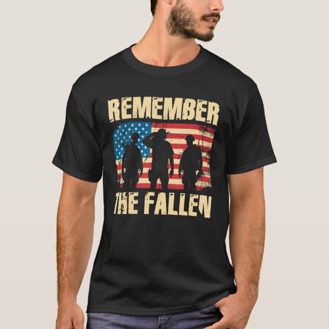 Camiseta Memorial Day Remember The Fallen Veteran Military  (Anverso)