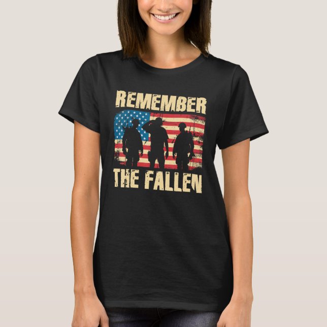 Camiseta Memorial Day Remember The Fallen Veteran Military  (Anverso)