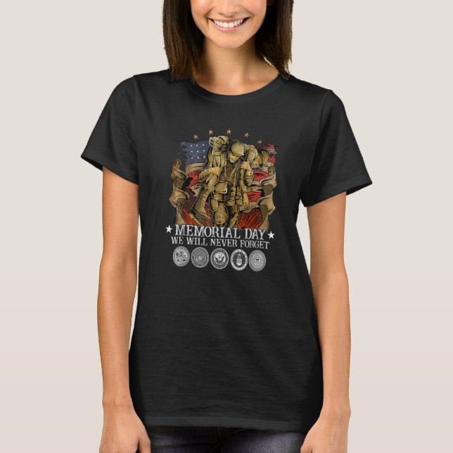 Camiseta Memorial Day We Will Never Forget Veteran (Anverso)