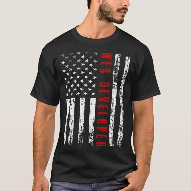 Camiseta Memorial Day web developer usa flag (Anverso)