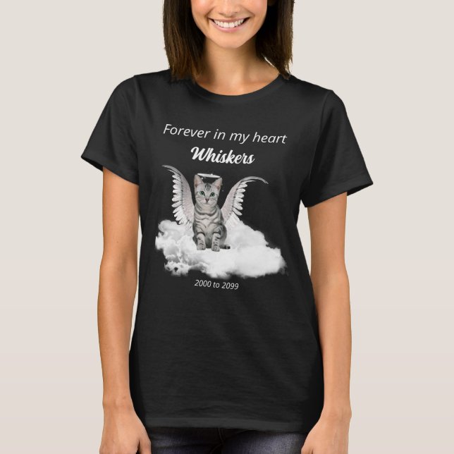 Camiseta Memorial del Mascota Angel Cat Gray Tabby (Anverso)