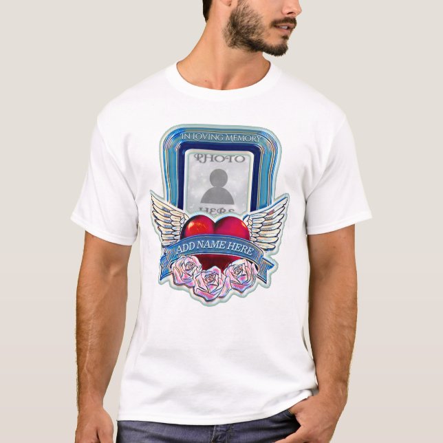 Camiseta Memorial fotográfico | Corazón, Ángel Alas, Rosas (Anverso)