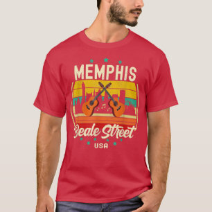 Camiseta Memphis Beale Street Blues Music Vintage Guitar Mu