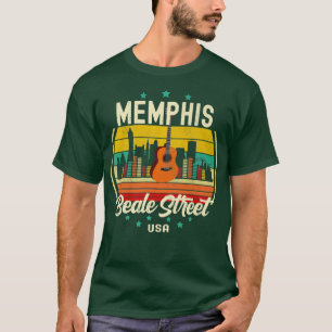 Camiseta Memphis Beale Street Blues Music Vintage Guitar Mu