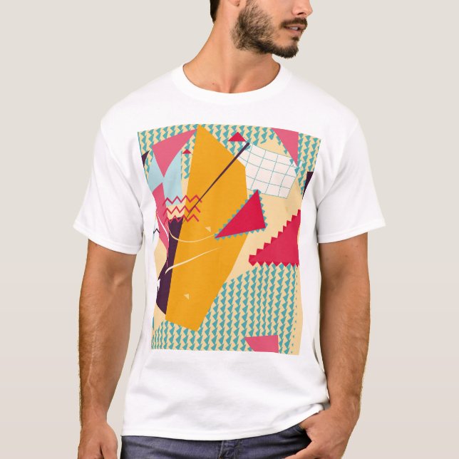 Camiseta Memphis Mood: Tendencia Geométrica Retro (Anverso)
