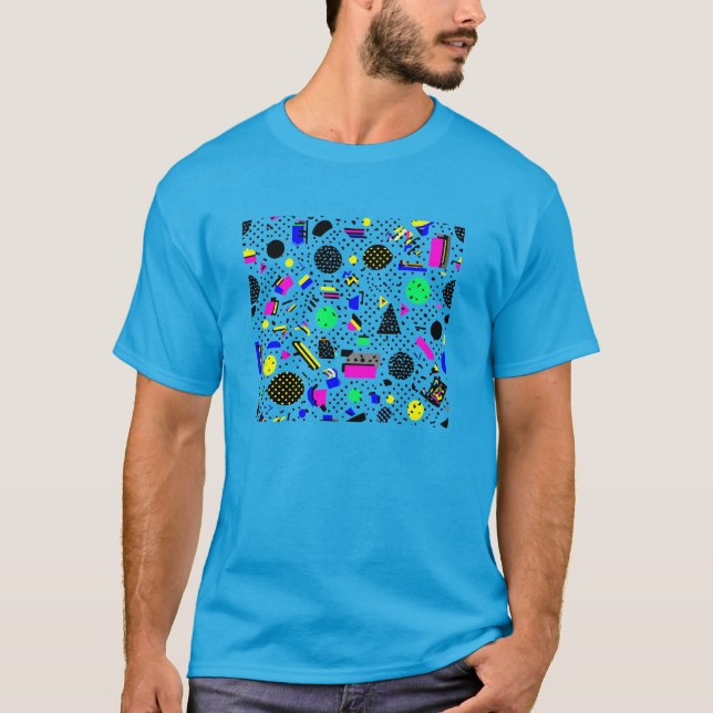 Camiseta Memphis, Retro, 80s, Geometric, Pattern, Neon, Abs (Anverso)