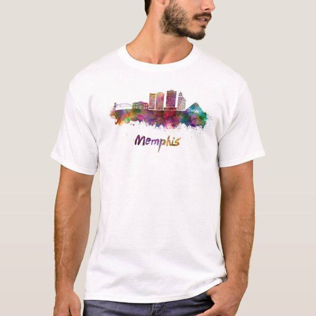 Camiseta Memphis V2 skyline in watercolor (Anverso)