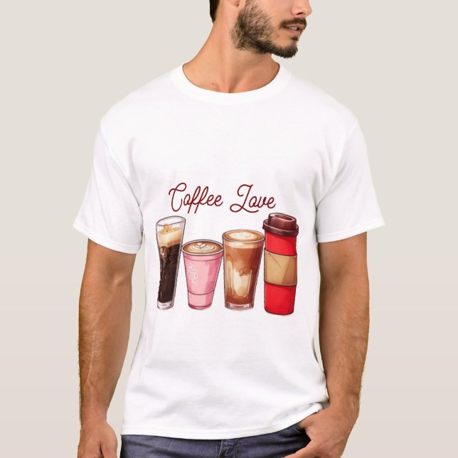 Camiseta Men’s Coffee Art T-Shirt | Cute Coffee Cups Street (Anverso)