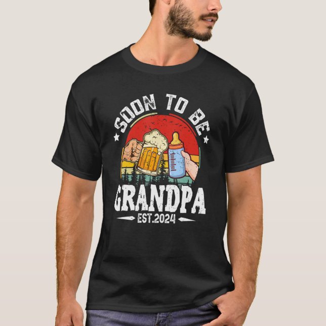 Camiseta Men Soon To Be Grandpa 2024 Retro Pregnancy Announ (Anverso)