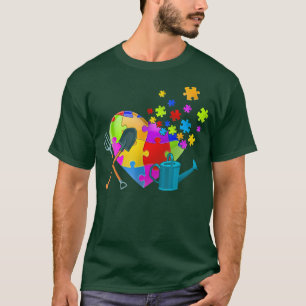 Camiseta Men Women Cute Farmer Heart Puzzle Autism Awarenes