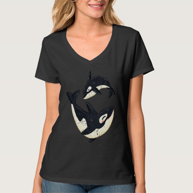 Camiseta Men Women Happy Orcas Killer Whale Cute Orca Lover (Anverso)