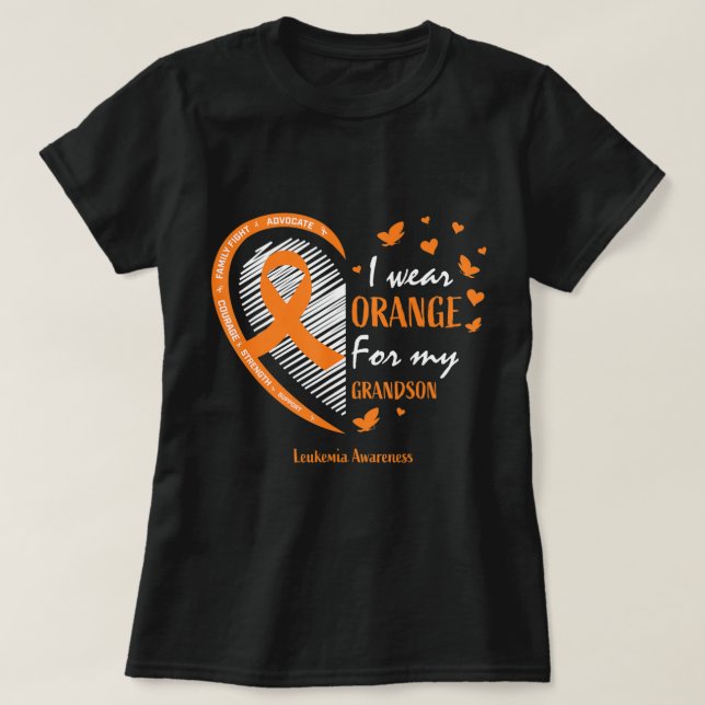 Camiseta Men Women I Wear Orange For My Grandson Leukemia A (Diseño del anverso)