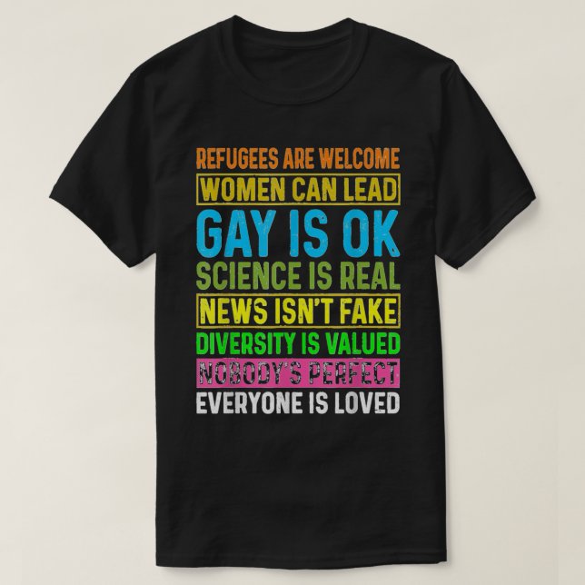 Camiseta Men Women Refugees Are Welcome Women Can Lead Gay  (Diseño del anverso)