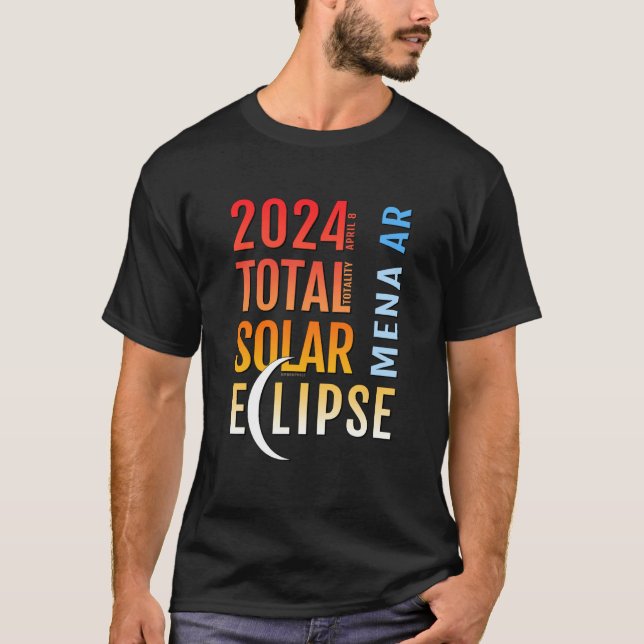 Camiseta Mena Arkansas AR Eclipse Total de Sol 2024 5 (Anverso)