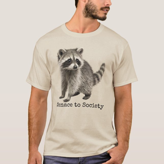 Camiseta Menace To Society, Funny Feral Raccoon Meme (Anverso)