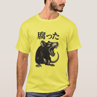 Camiseta Menacing Vintage Rat on Black Background 