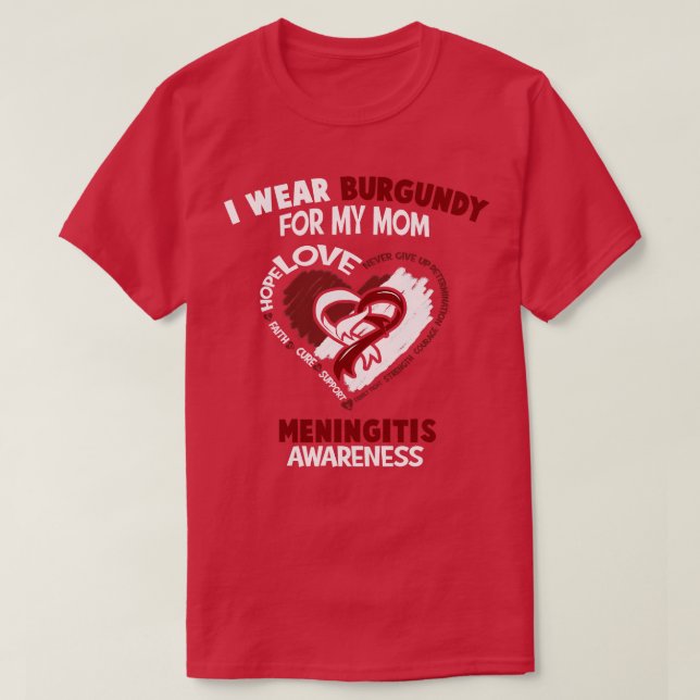 Camiseta Meningitis Conciencia Que Uso Borgoña Para Mi Mamá (Diseño del anverso)