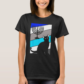 Camiseta Menorá de gato Hanukkah lindo gatito Chanukah judí