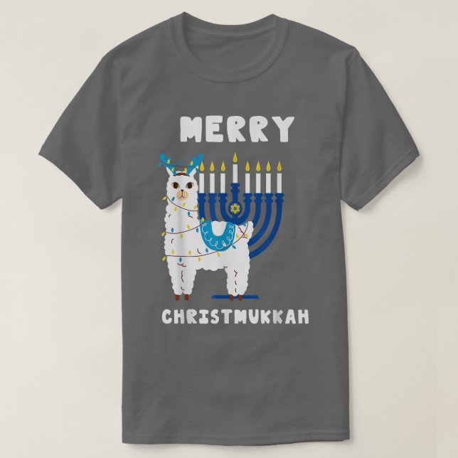 Camiseta Menorah Hanukkah Llama Alpaca Chanukah 2021 Cristo (Diseño del anverso)