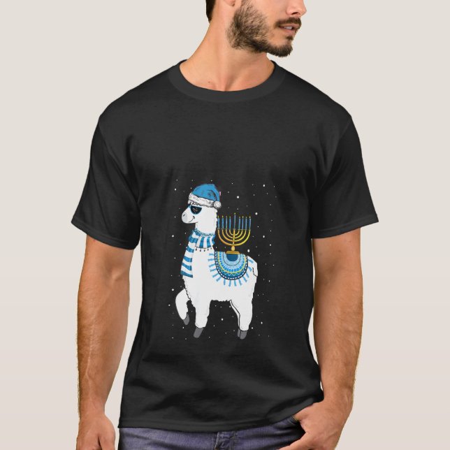 Camiseta Menorah Hanukkah Llama Cute Alpaca Chanukah (Anverso)