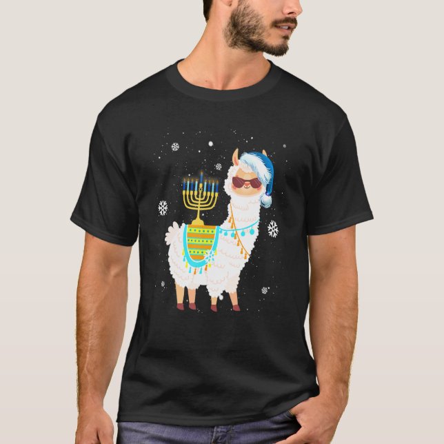 Camiseta Menorah Hanukkah Llama Cute Alpaca Chanukah (Anverso)