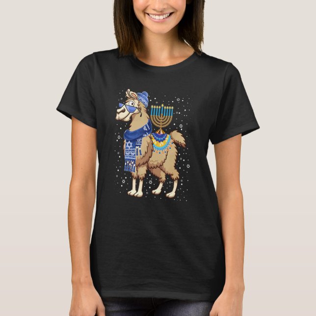 Camiseta Menorah Hanukkah Llama Cute Alpaca Chanukah Christ (Anverso)