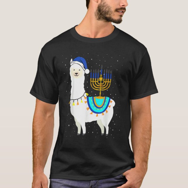 Camiseta Menorah Hanukkah Llama Cute Alpaca Chanukah Christ (Anverso)