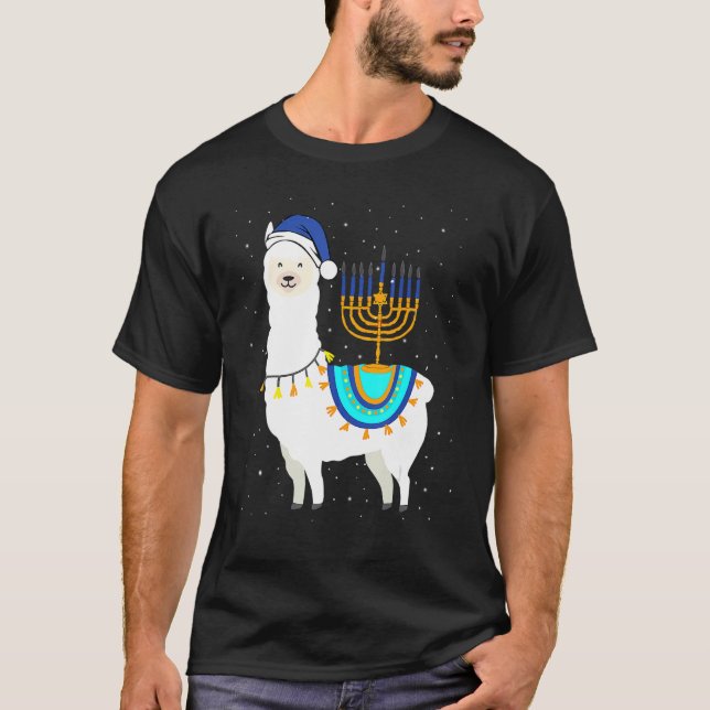 Camiseta Menorah Hanukkah Llama Cute Alpaca Chanukah Christ (Anverso)