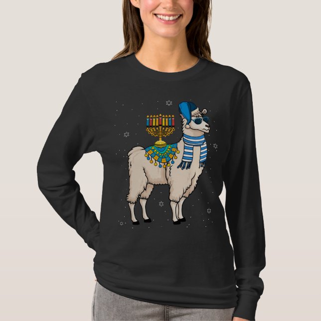 Camiseta Menorah Hanukkah Llama Cute Alpaca Chanukah Christ (Anverso)