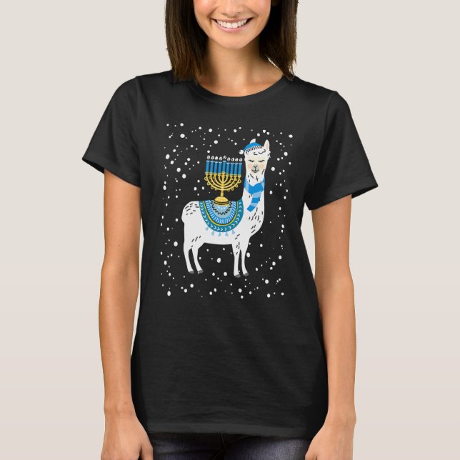 Camiseta Menorah Hanukkah Llama Cute Alpaca Chanukah Christ (Anverso)